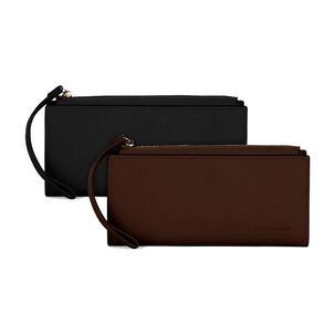 2 Billeteras De Mujer Delia Negra Y Caf&eacute; Carven