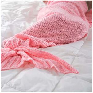 Manta En Forma De Cola De Sirena De Lana Tejida 180 X 90 Rosado