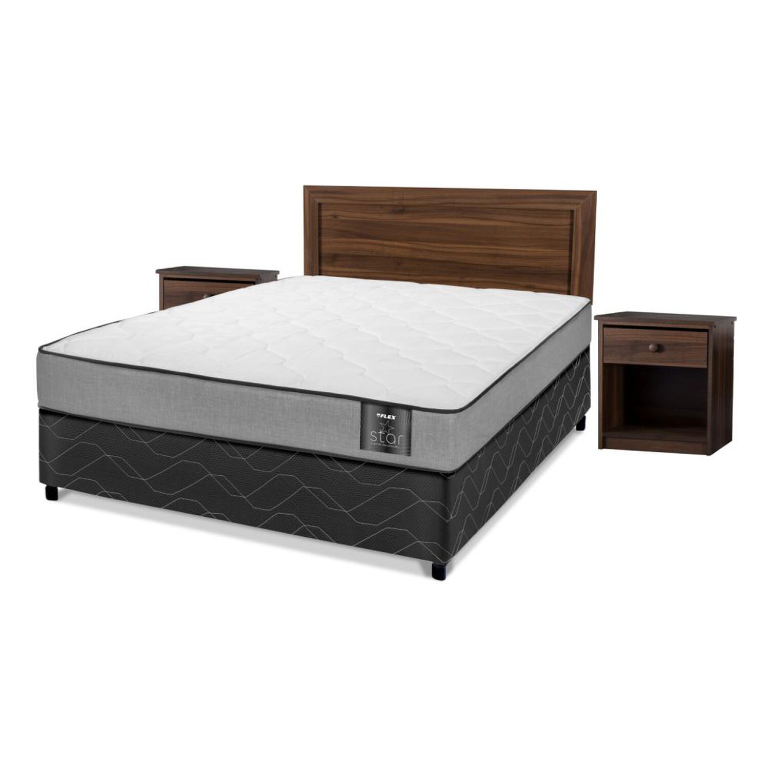 Cama Americana Flex Star / 2 Plazas / Base Normal + Set De Maderas image number 0.0