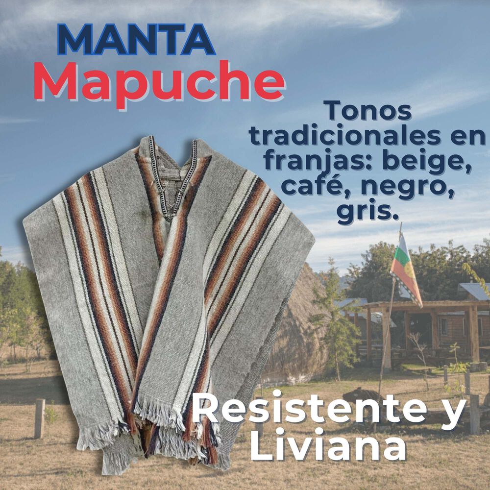 Poncho Manta Mapuche Lana Grueso Fiestas Patrias image number 1.0