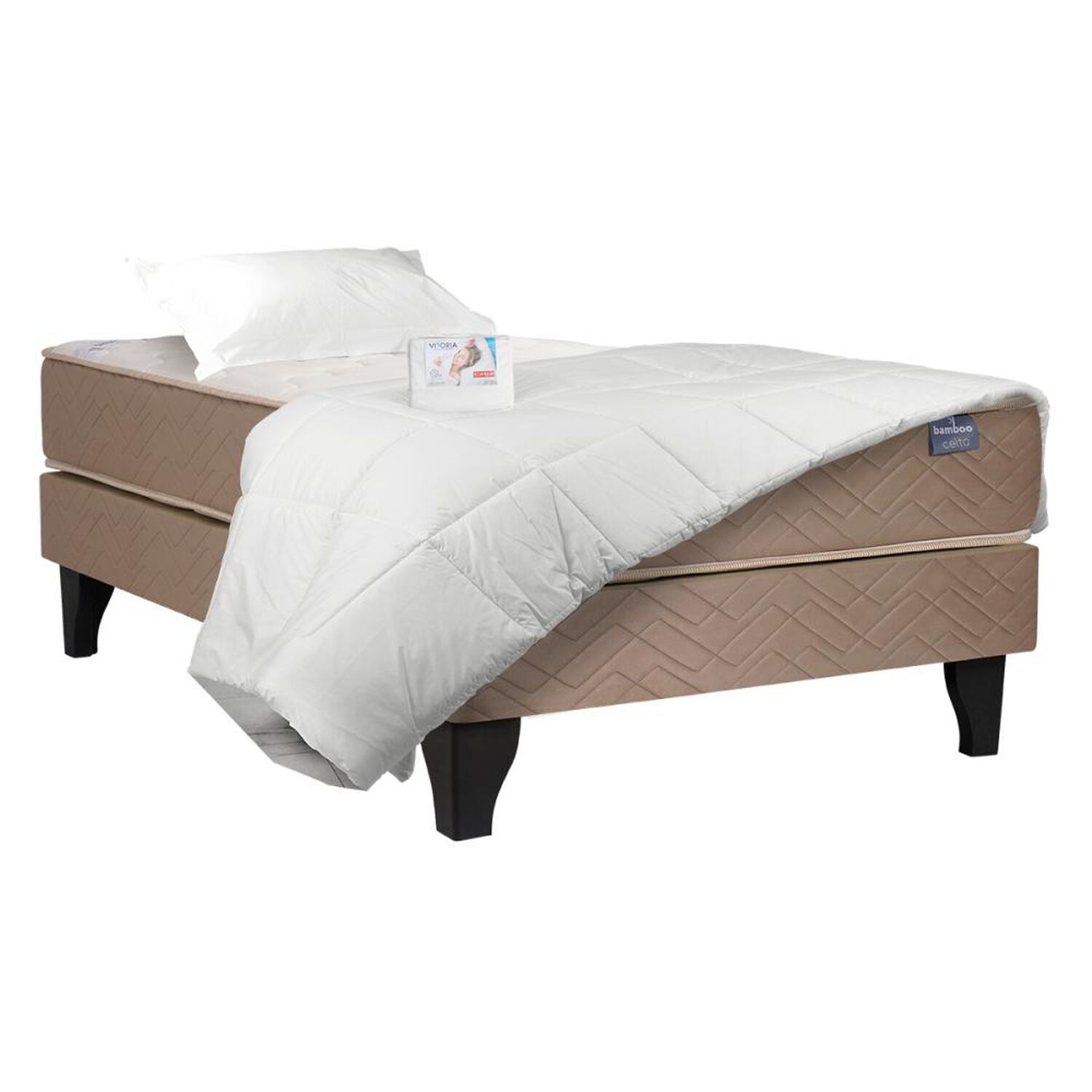 Cama Europea Celta Bamboo / 1.5 Plazas / Base Normal + Textil image number 0.0