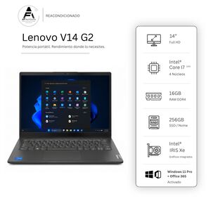 Notebook Lenovo V14 G2 I7 11th 16gb 256gb Intel Iris Xe Edici&oacute;n Exclusiva Win Office Rea