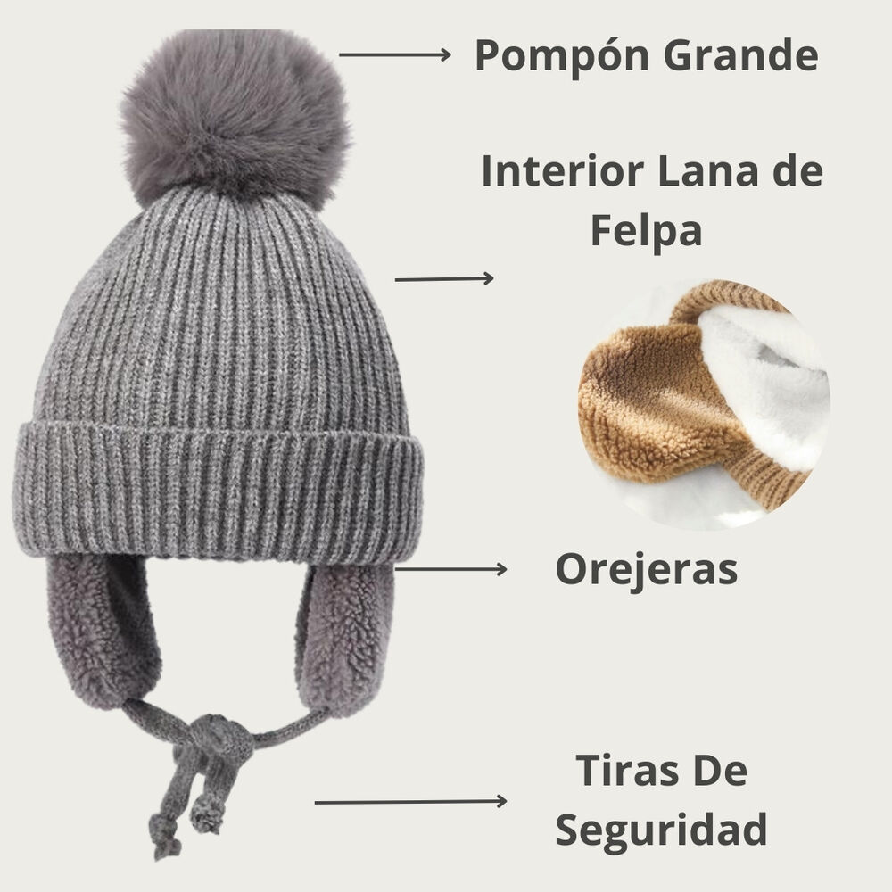 Gorro De Invierno Para Niños Con Pompón Orejeras Felpa 45 Cm image number 3.0