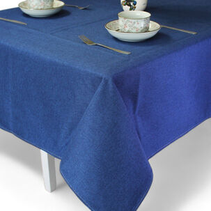 Mantel Rectangular 140cm X 220cm En Lino Para Mesa De 6 Sillas Color Azul