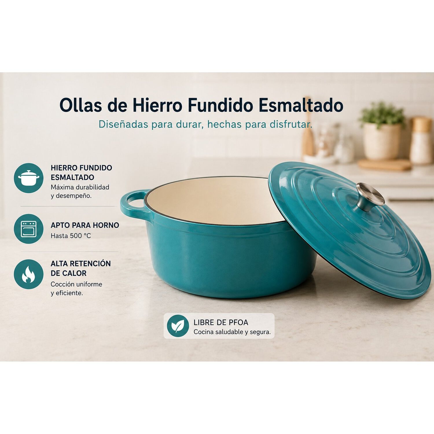 Juego De Ollas Hierro Fundido 8 P. Apto Horno 500 &deg;c Turquez image number 5.0