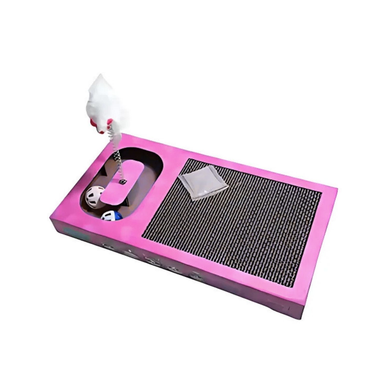 Juguete Gatos Rosa Interactivo Rascador Rectangular + Raton image number 2.0