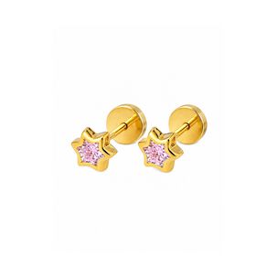 Aros Abridores Estrella 6 Puntas 5 Mm Oro 18k Circ&oacute;n Beb&eacute;