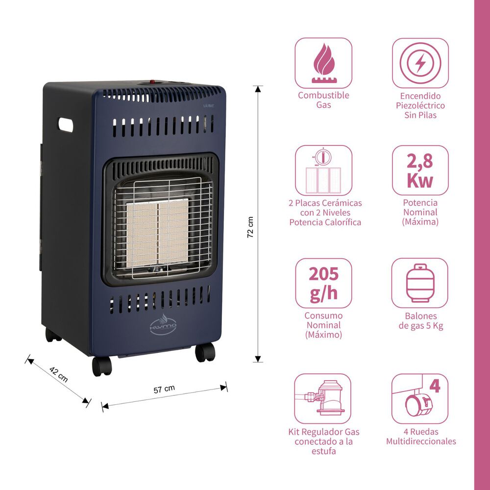 Estufa A Gas Interior 5 Kg 2,8 Kw Varme Blue image number 1.0