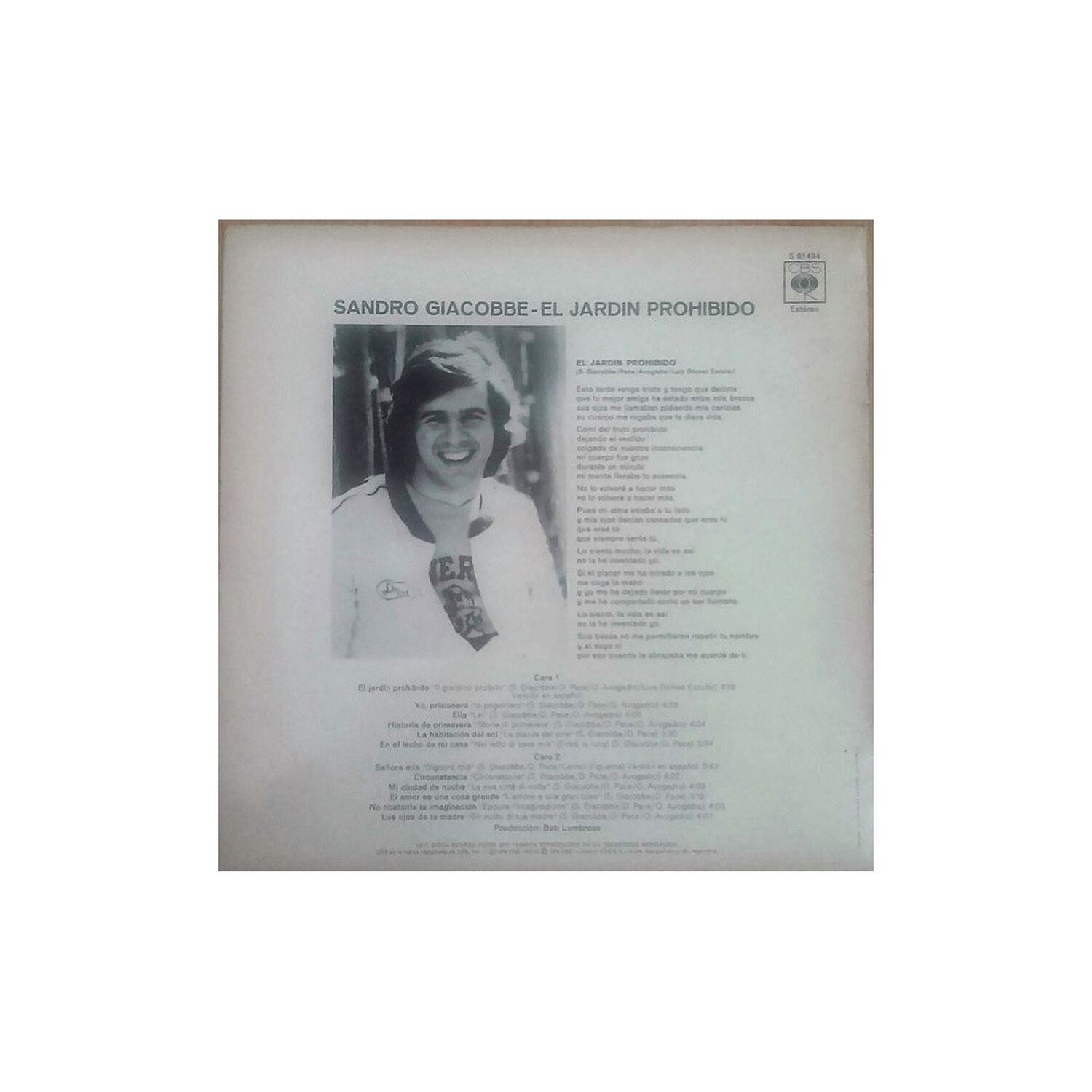 Sandro Giacobbe - El Jardin Prohibido | Vinilo Usado image number 1.0