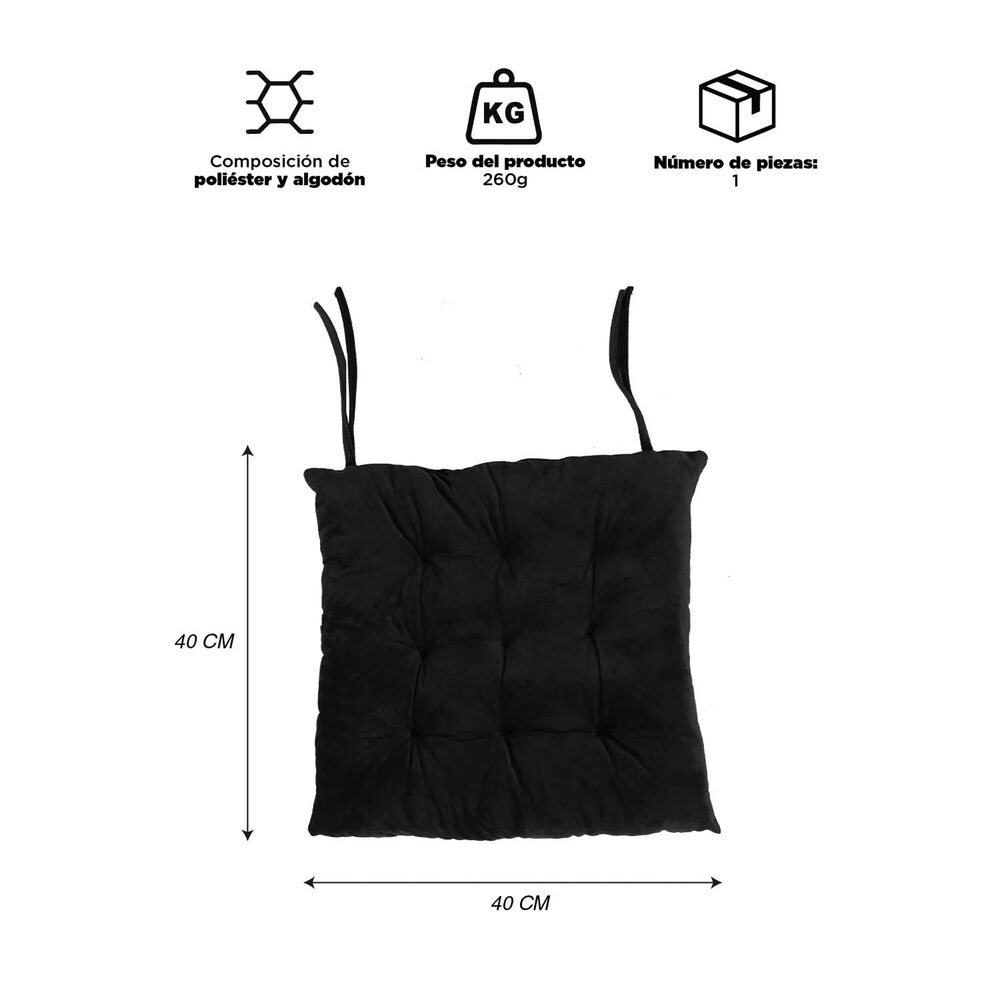 Coj&iacute;n Para Silla Negro 40x40 Cm image number 3.0