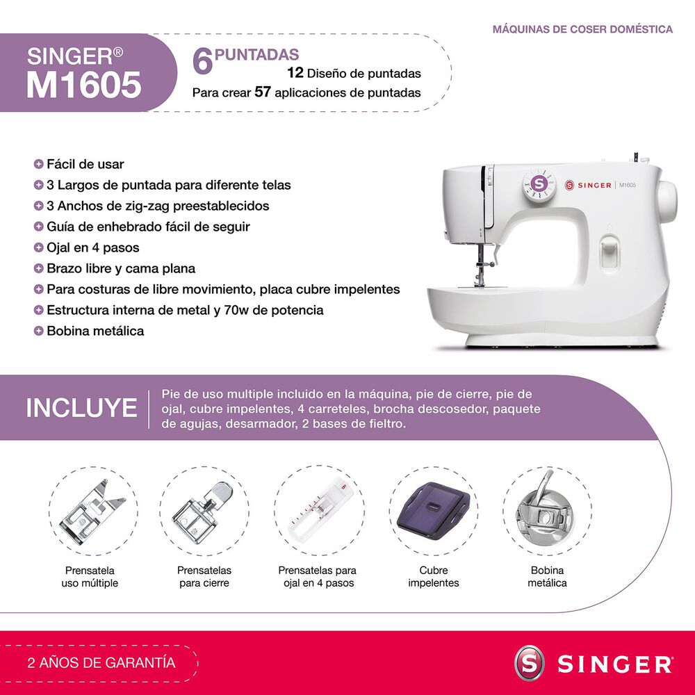 Máquina De Coser Singer M1605 image number 1.0