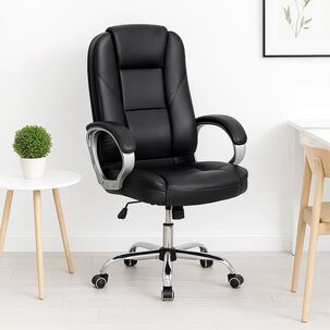 Silla De Oficina Ejecutiva Magnus Cuero Sint&eacute;tico - Negro