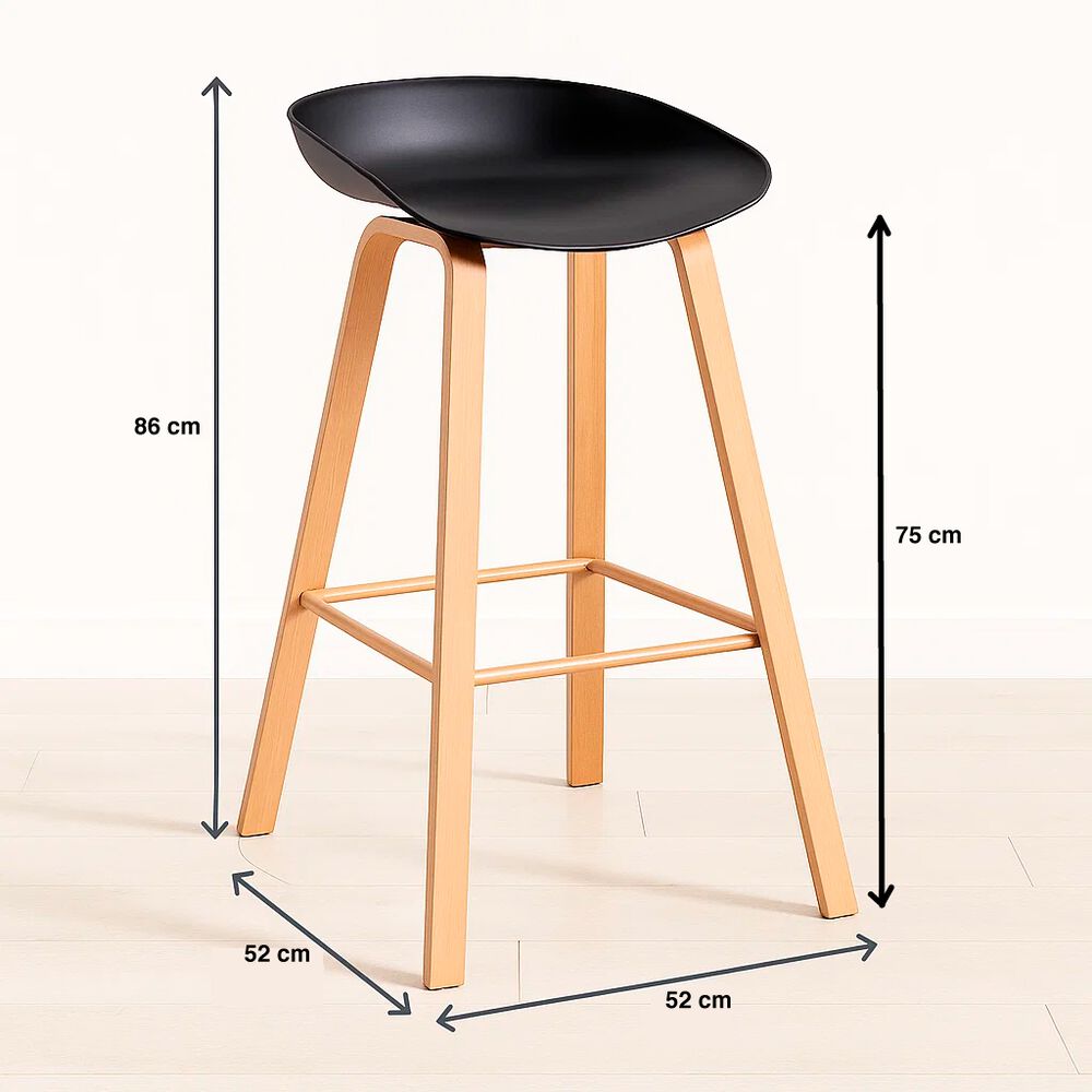 Pack De 4 Taburetes Nordic - Negro image number 3.0