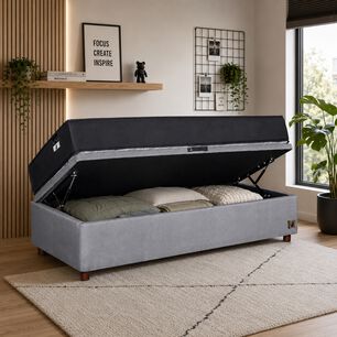 Cama Ba&uacute;l Mons Black / 1 Plaza / Base Normal