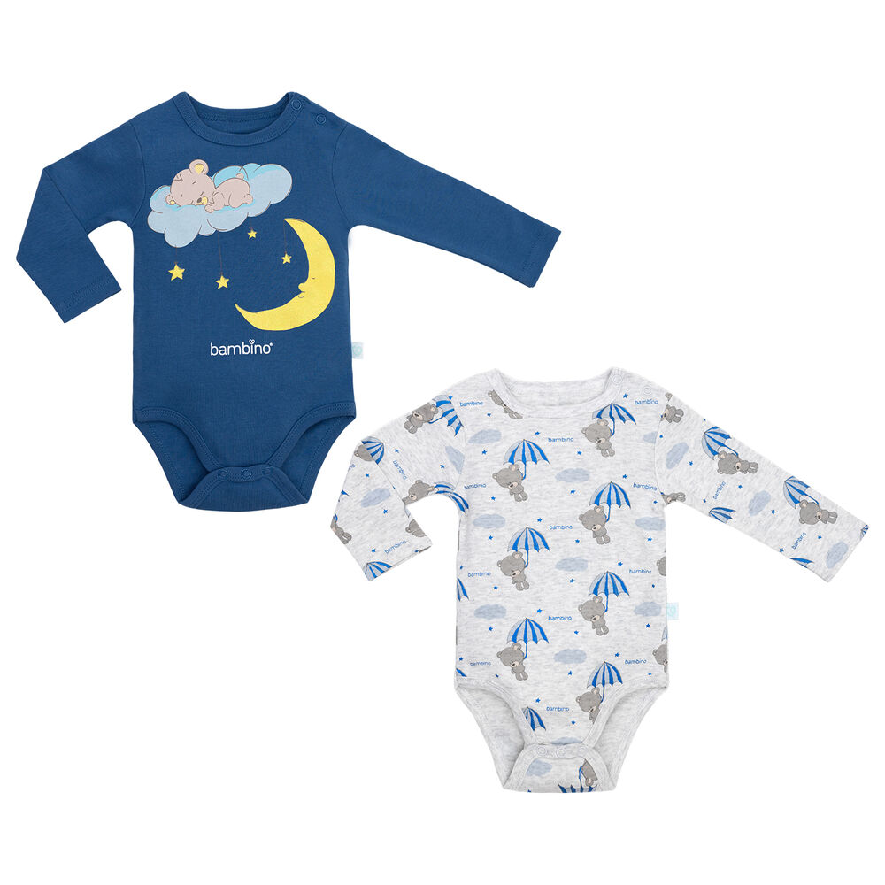 Set 2 Piezas Bodys Manga Larga Bambino Oso Celeste image number 0.0