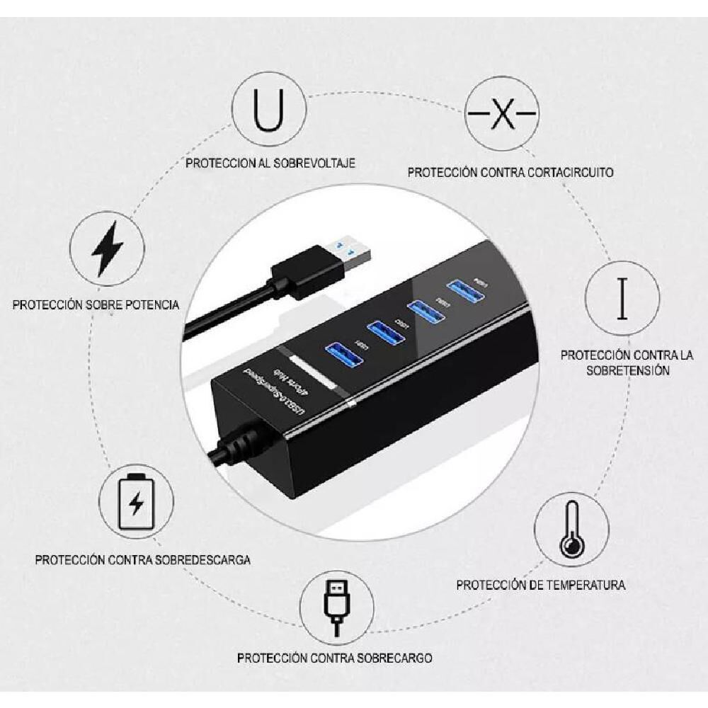 Hub 4 Puertos Multi Usb 3.0 Indicador Luz Led Adaptador image number 3.0