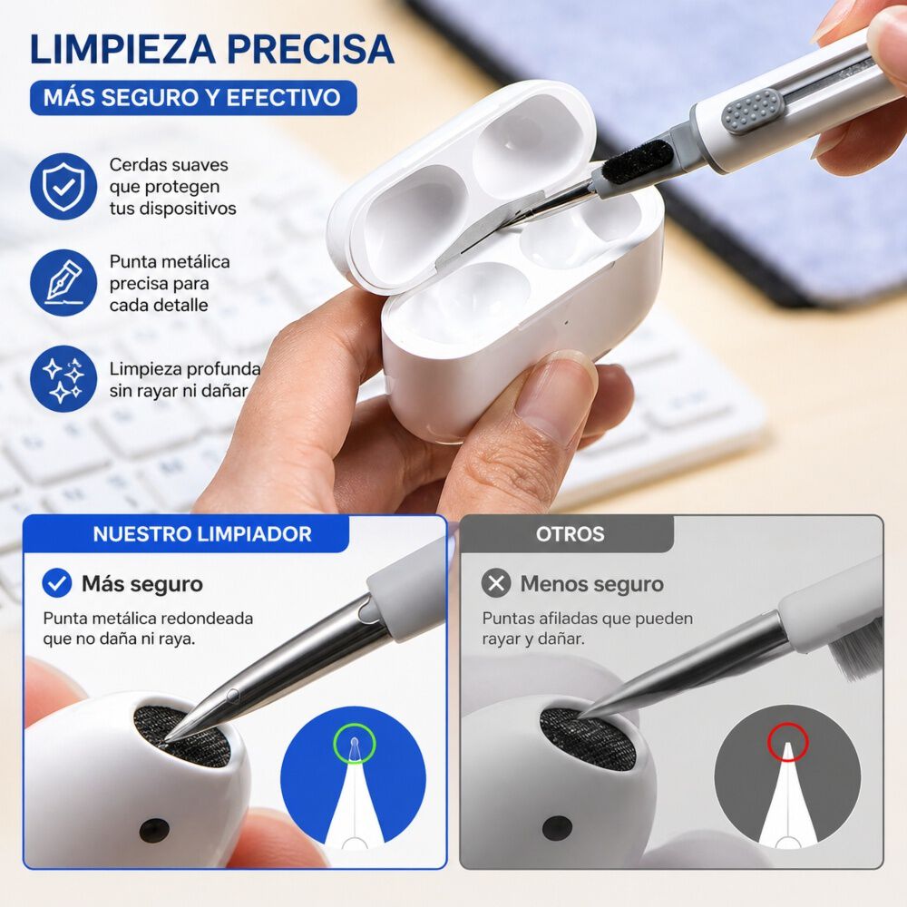 Kit Lapiz Cepillo Limpiador Para Aud&iacute;fonos Celulares image number 3.0
