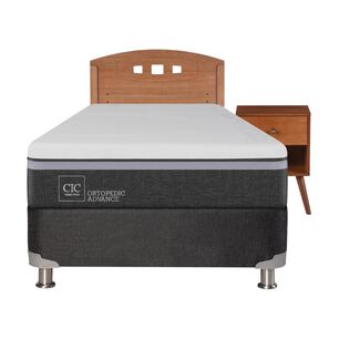 Box Spring Cic Ortopedic / 1.5 Plazas / Base Normal + Set De Maderas
