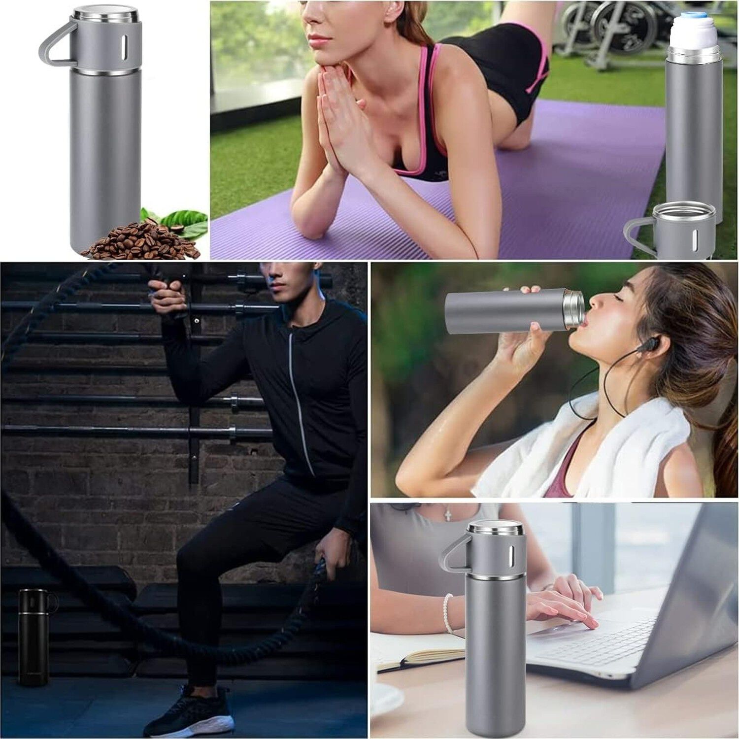 Termo Acero Inoxidable 500ml Aislante Fr&iacute;o Caliente Gris image number 6.0