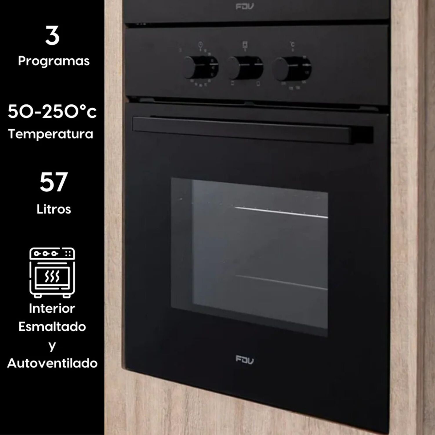 Horno Empotrado Design Black 60 Lts Fdv image number 2.0