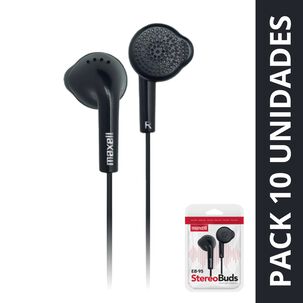 Pack 10 Audífonos Estéreo Básicos De Botón Eb-95 Negro Bolsa Negro