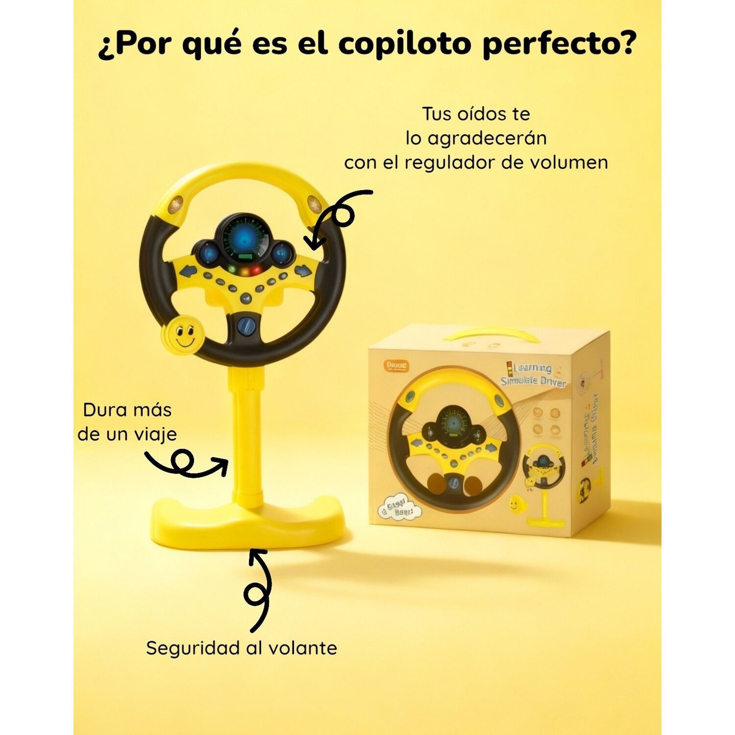 Juguete Volante Amarillo Interactivo Para Bebes Luz Y Sonido image number 2.0