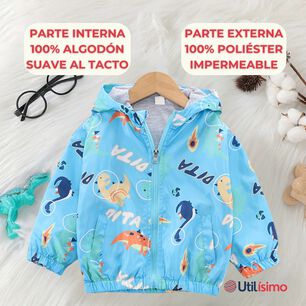 Cortaviento Impermeable Chaqueta Estampado Ni&ntilde;o Y Beb&eacute; Dita Blue