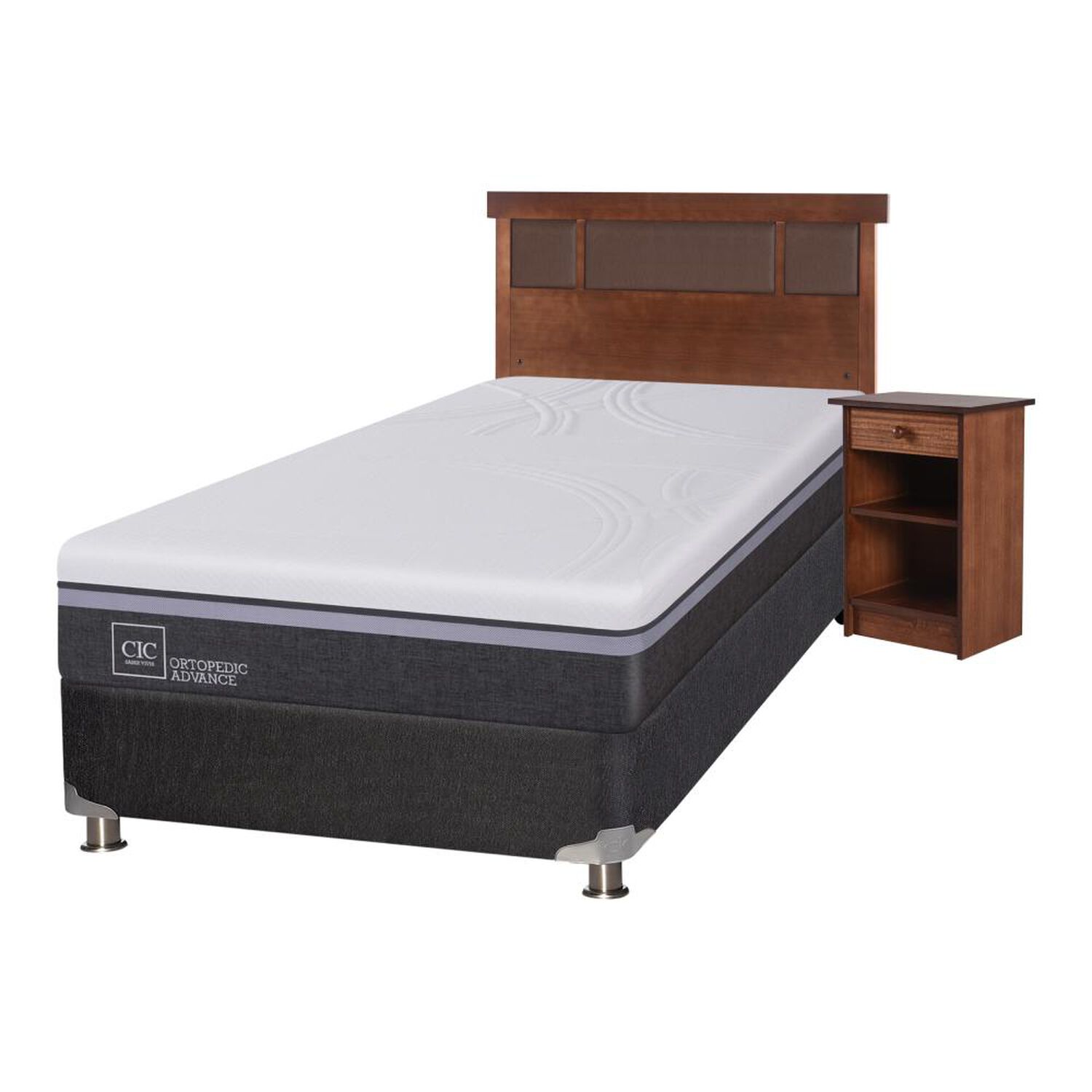 Box Spring Cic Ortopedic / 1.5 Plazas / Base Normal + Set De Maderas image number 1.0