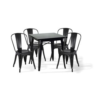 Comedor Mesa Tolix 80x80cm + 4 Sillas Tolix Negras
