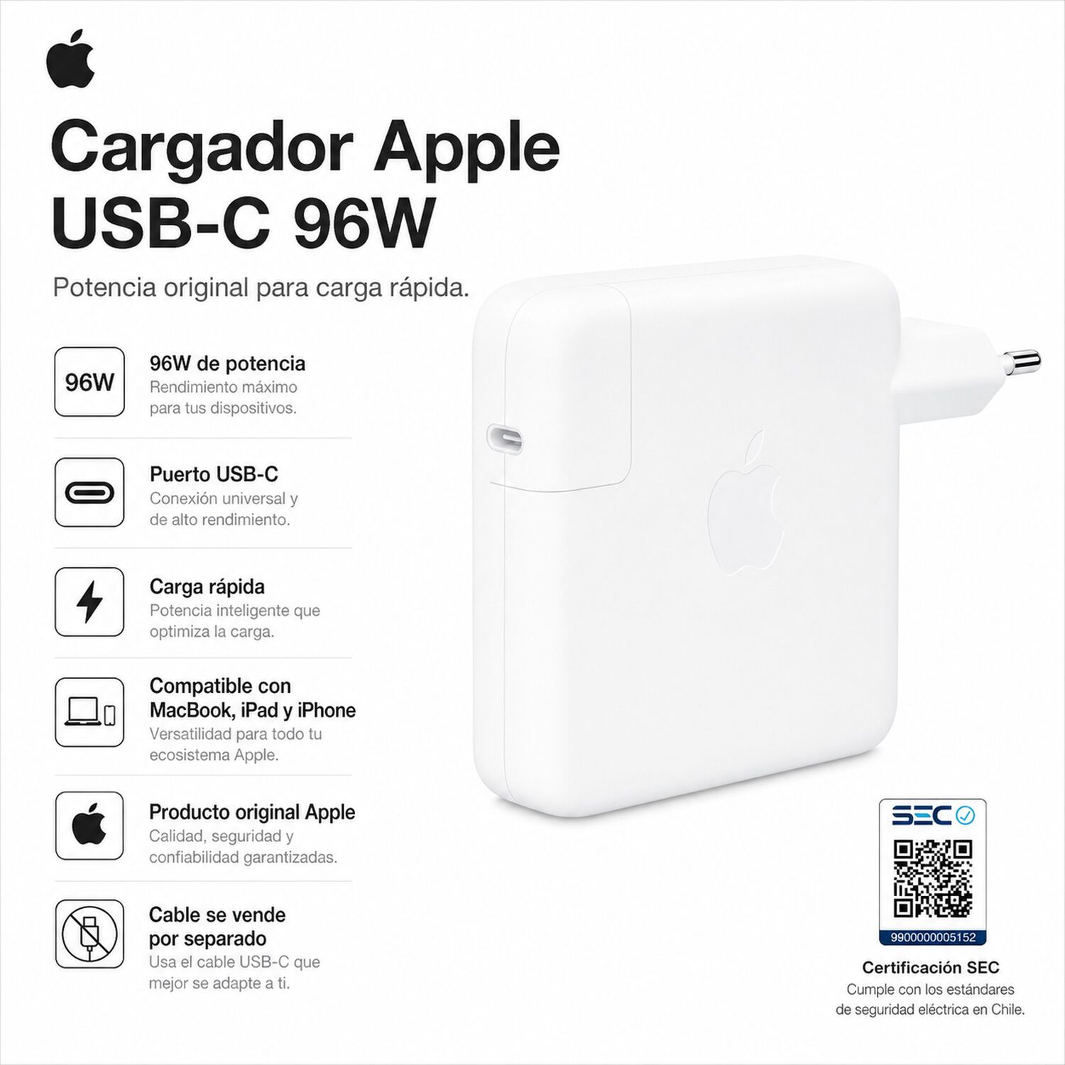 Cargador Apple Usb-c 96w High Power White Edition image number 4.0