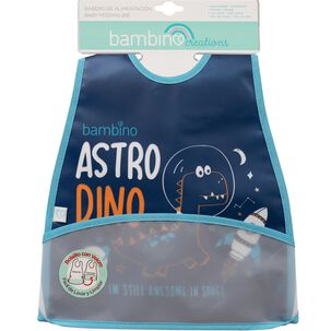 Babero De Alimentacion Bambino Dinosaurio Azul