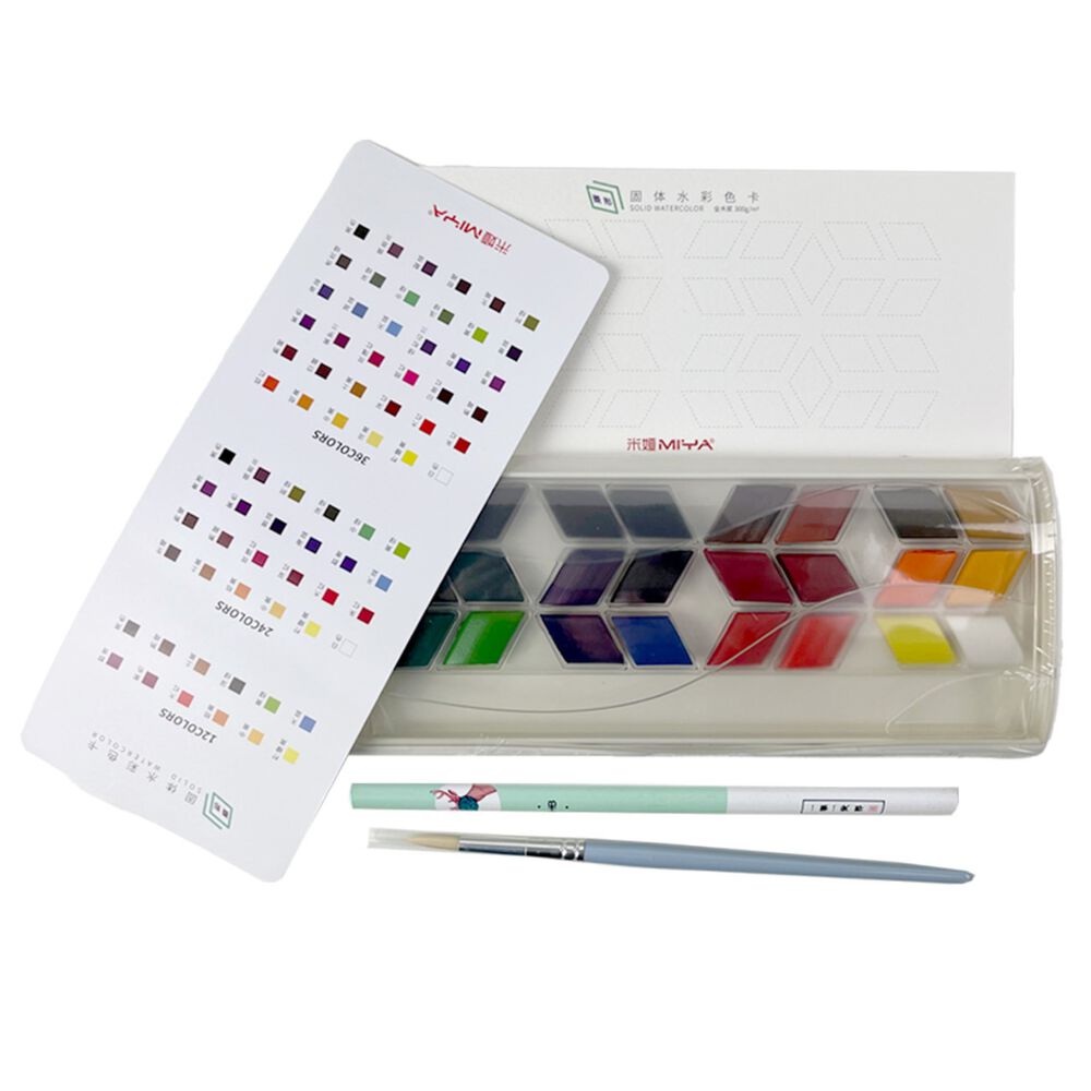 Himi-miya Set Rombo De Acuarela 24 Colores+pincel+lapiz Gr image number 1.0