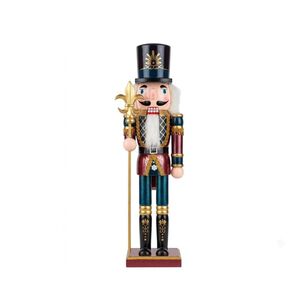 Cascanueces De Madera Decoraci&oacute;n Navide&ntilde;a Rey Con Cetro 43cm