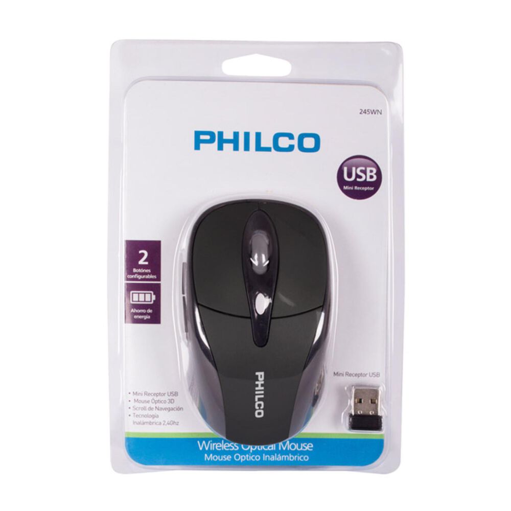 Mouse Inalambrico Usb 6 Botones Negro 245wn image number 2.0