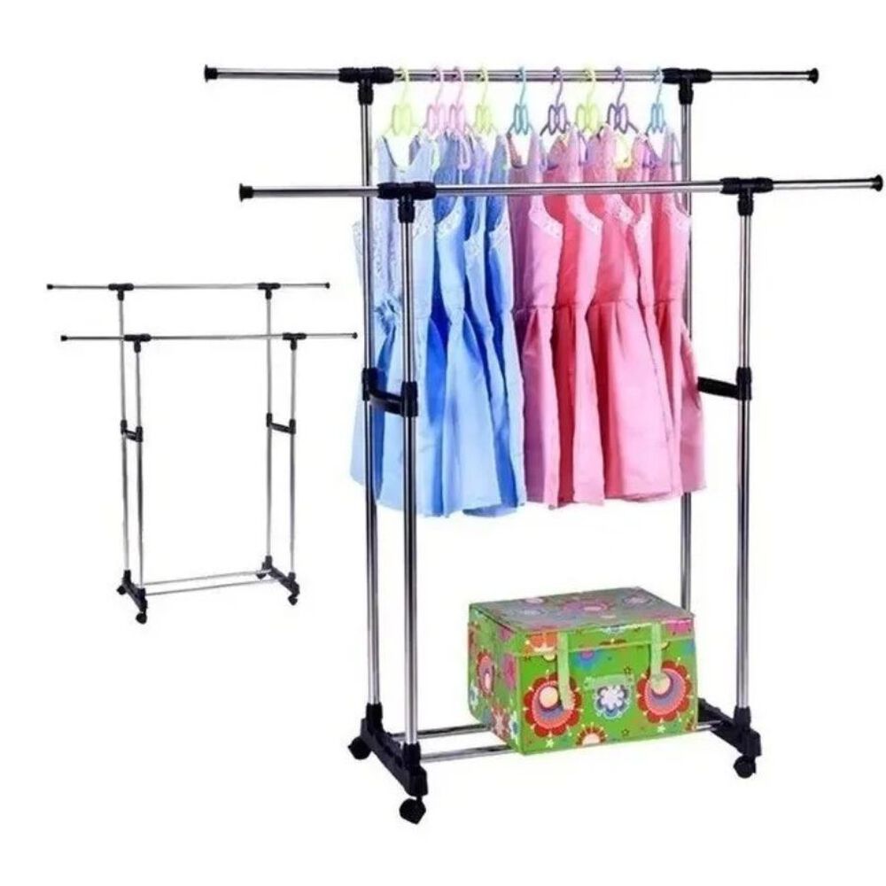 Perchero Organizador Doble Con Ruedas Colgadero De Ropa image number 2.0