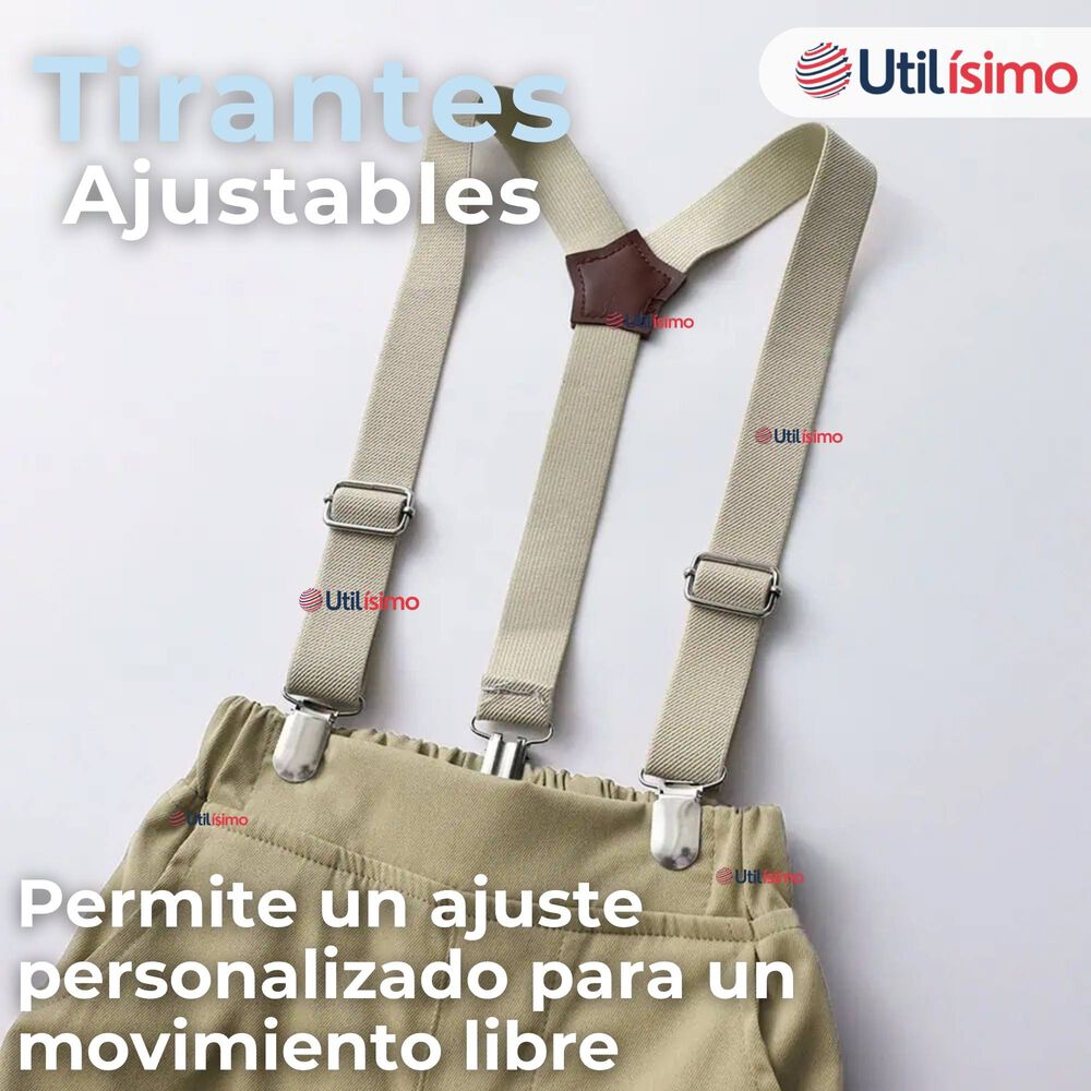 Conjunto De Vestir Con Tirantes Camisa Short Algod&oacute;n Bebes Beige image number 4.0