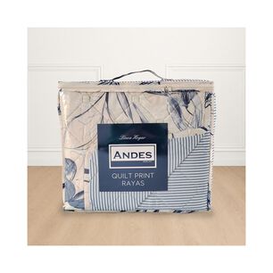 Quilt Andes Printed Rayas Azul King