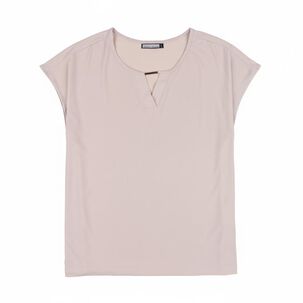 Polera Lisa Manga Corta Cuello V Mujer Lesage