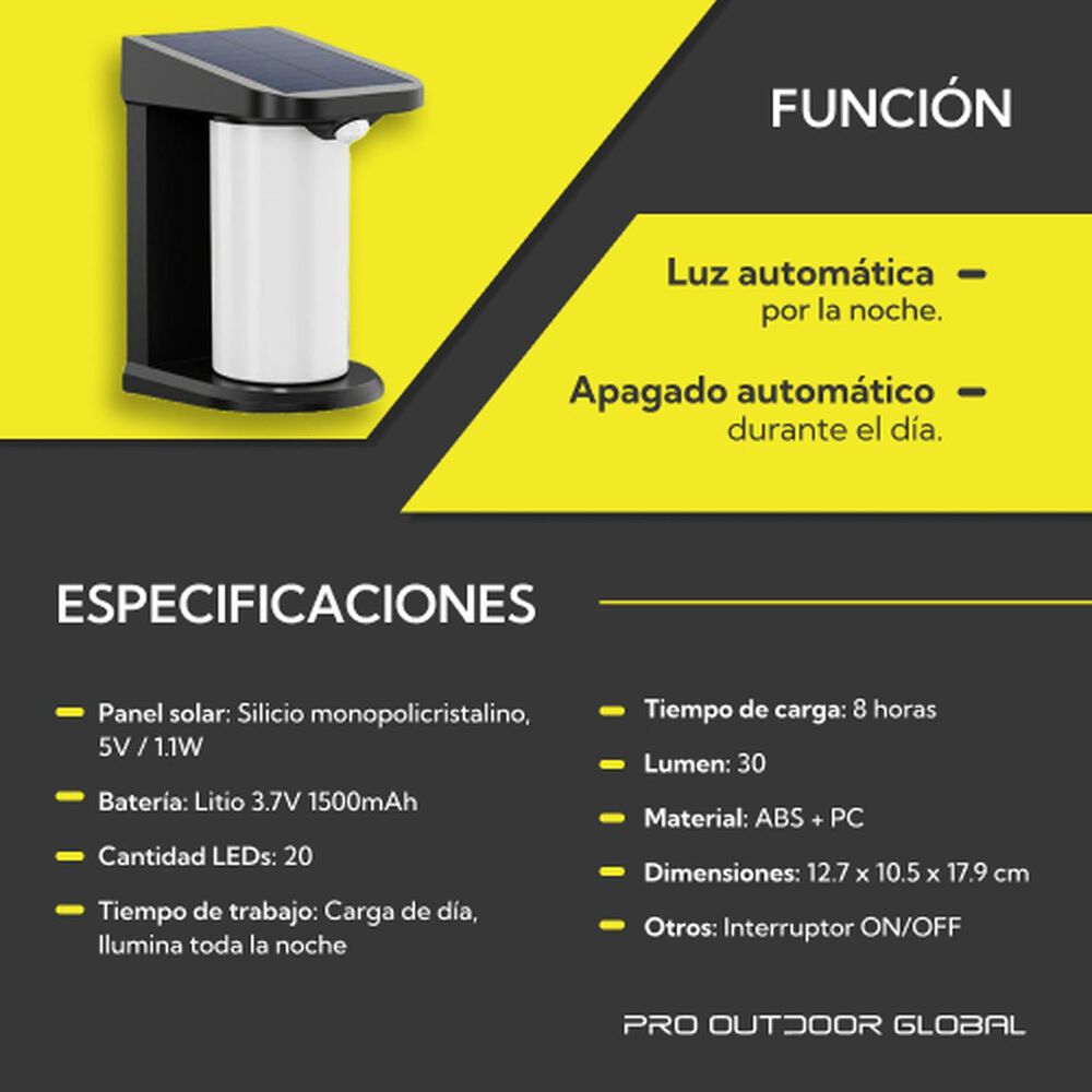 Pack 4 Aplique Solar Vertical Contra Agua Con Base Con Sensor Movimiento image number 5.0