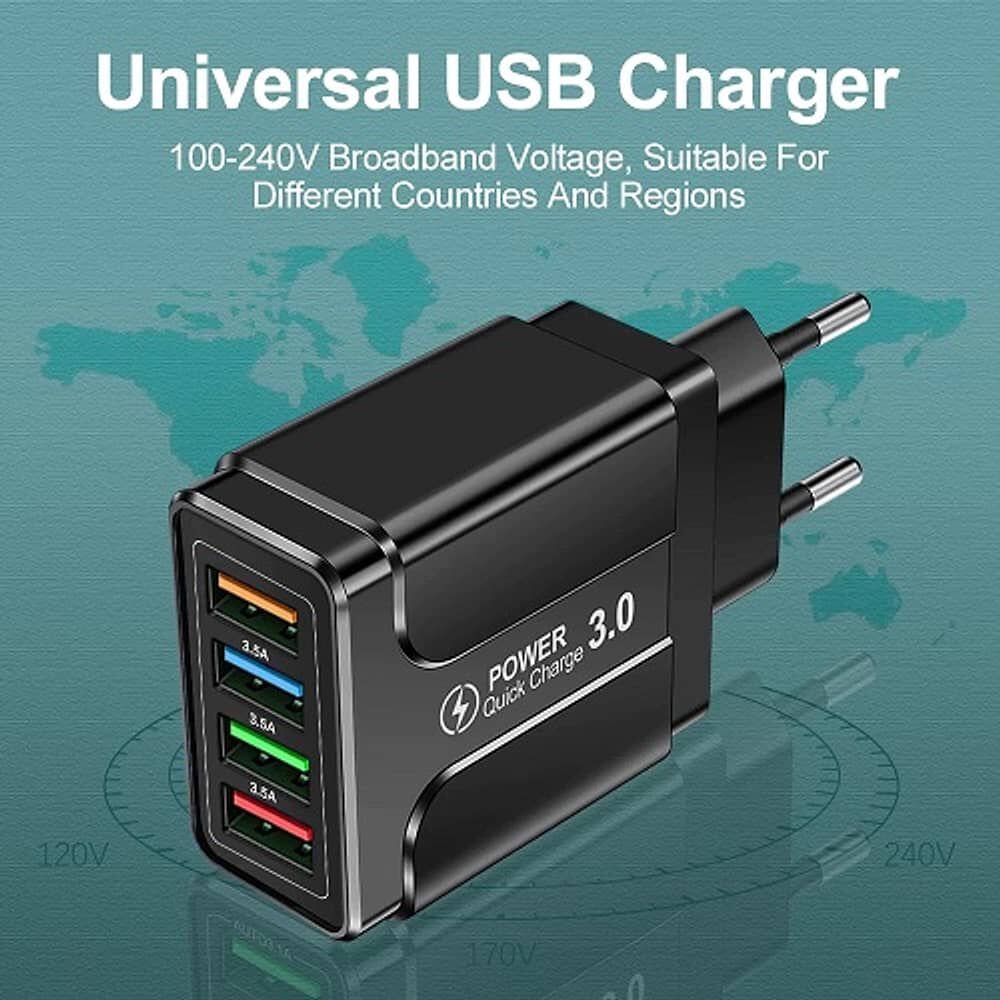Cargador De Pared Para Celular 4 Usb 3,5 Amp Carga Rapida Telefonos Smarphone Total Sin Cable image number 8.0