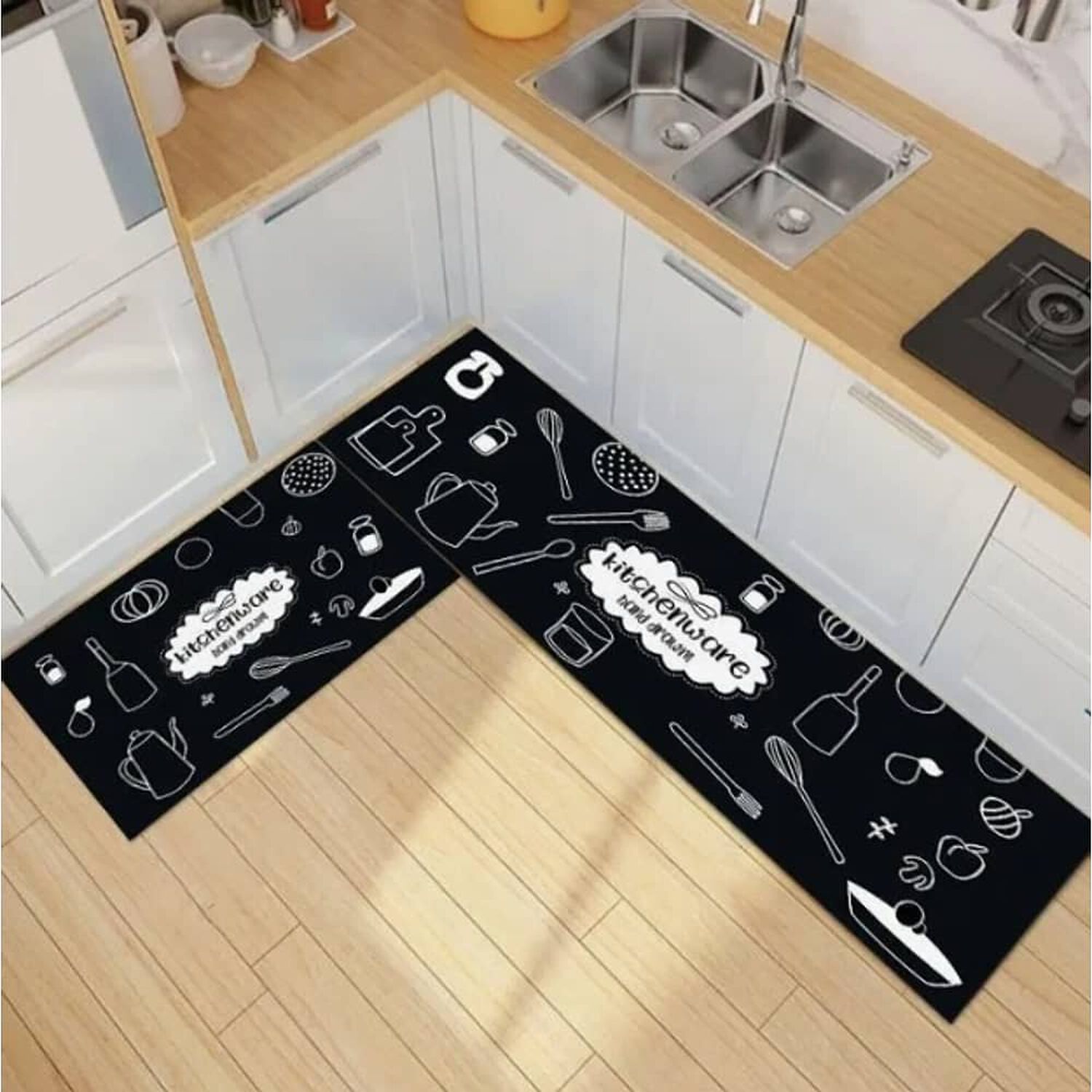 Alfombra Para Cocina Piso Blanco Y Negro image number 0.0