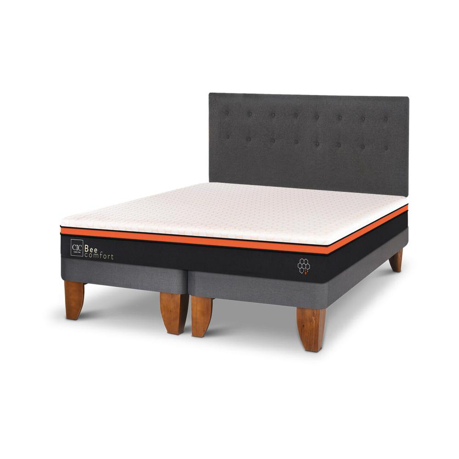 Cama Europea Cic Bee Comfort / King / Base Dividida + Respaldo image number 1.0