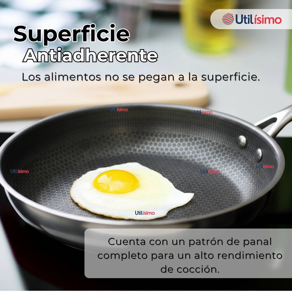Sartén Acero Inoxidable Antiadherente 28cm Para Cocinar Freír Saltear image number 3.0