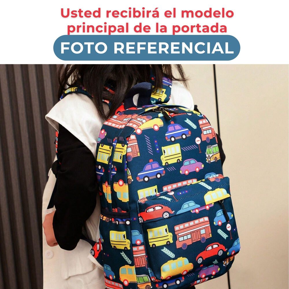 Mochila Infantil Escolar 33cm Niños Niñas Estampadas Azul Dinosaurio image number 2.0