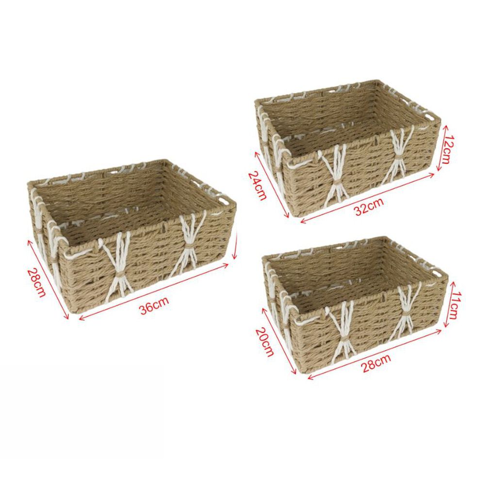 Set De 3 Cestas De Almacenamiento Tejidas A Mano image number 3.0
