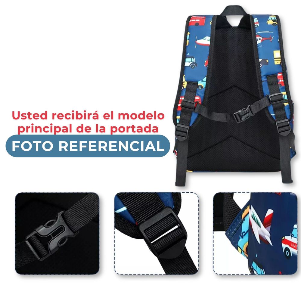 Mochila Infantil Escolar 33cm Ni&ntilde;os Ni&ntilde;as Estampadas Azul Oscuro Autobus image number 3.0