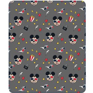 Frazada Infantil Ni&ntilde;o Dise&ntilde;o Animado 127x152 Manta Mantitas Mickey Gris