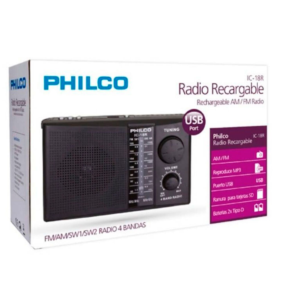 Radio 4 Bandas Recargable Ic-18r Usb Sd Philco image number 3.0