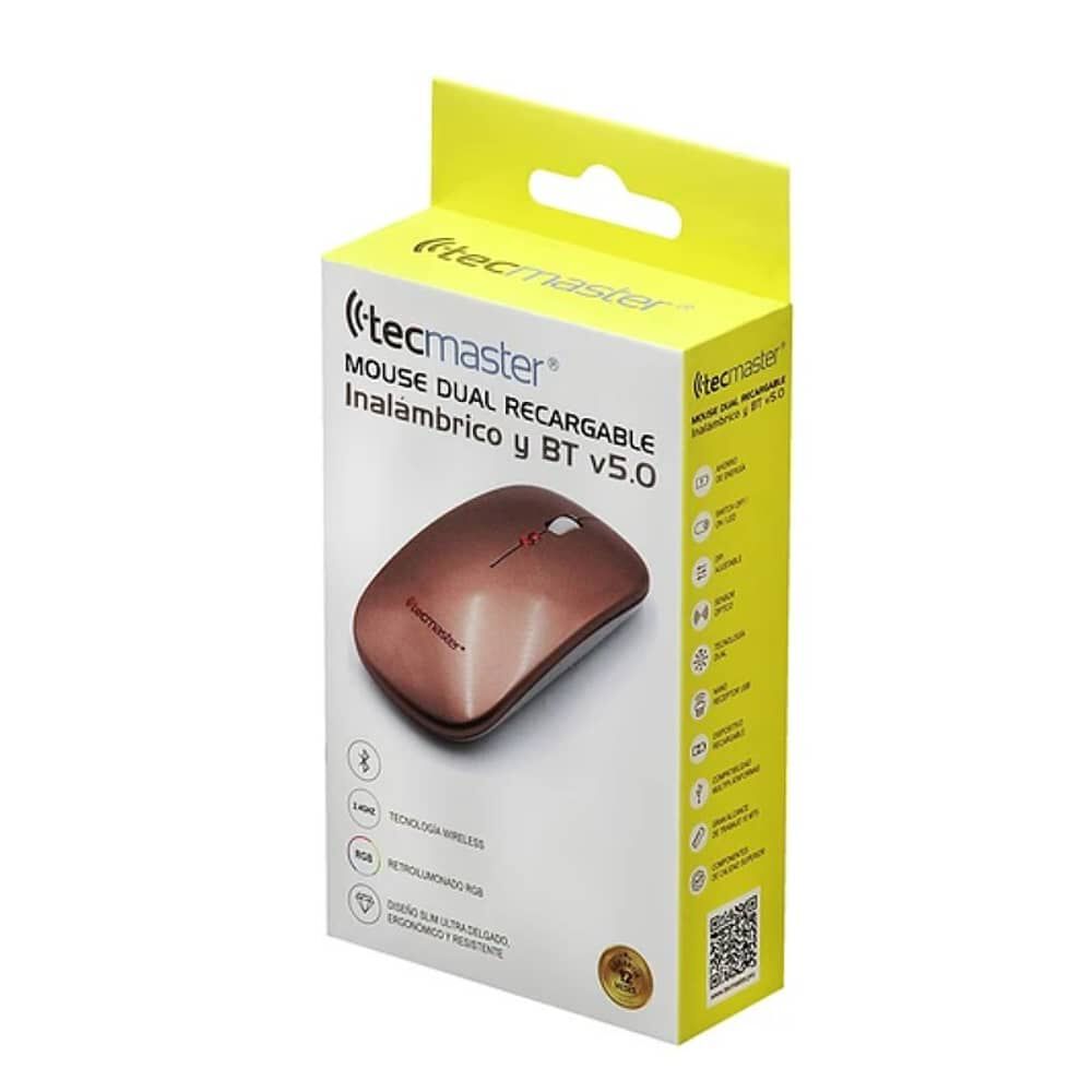 Mouse Dual Recargable Inal&aacute;mbrico Bluetooth Tecmaster Rosado image number 2.0
