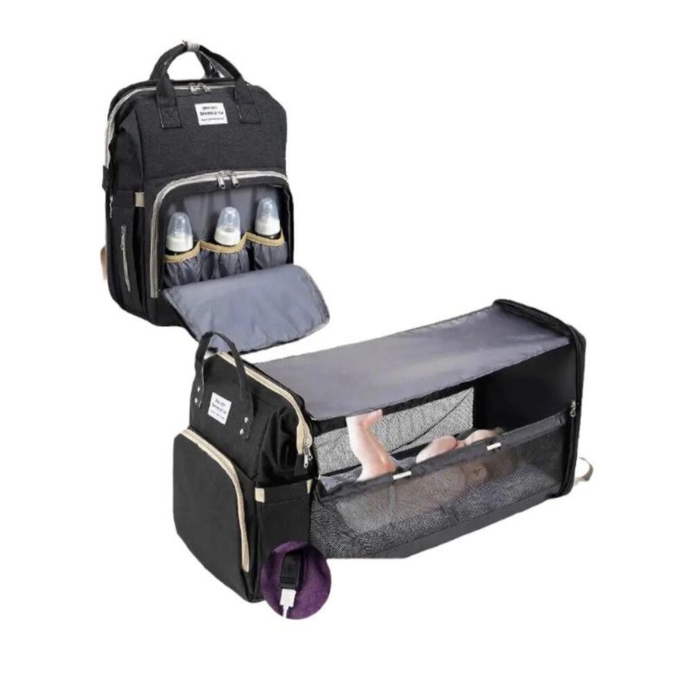 Mochila Maternal 3 En 1 Con Cunita Lubabycas Negra image number 0.0